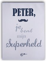 BLOKNOTE MET DE TEKST "PETER, JE BENT MIJN SUPERHELD"