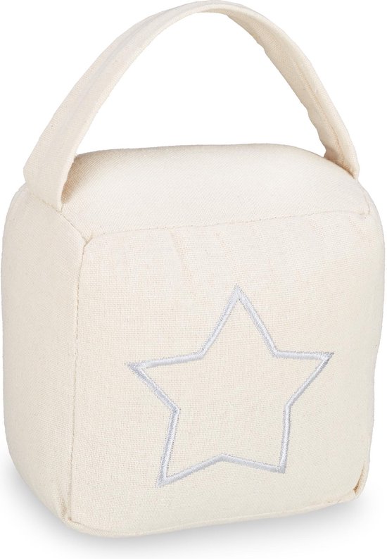 sac de butée de porte relaxdays - butée de porte avec étoile - poignée - vintage - modèle au sol - beige moderne