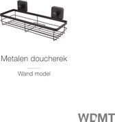 WDMT™ Metalen doucherek | 34 x 11 x 6 cm | Recht wand model | Monteren zonder boren | Zwart
