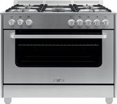 Cuisinière à gaz SARO Design - acier inoxydable - 5 brûleurs - wok - four électrique et grill avec 11 fonctions - Modèle Design TS95C61LX