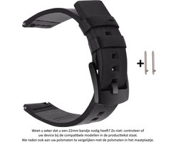 Zwart 22mm lederen bandje voor Samsung, LG, Seiko, Asus, Pebble, Huawei, Cookoo, Vostok en Vector - gesp – Black leather smartwatch strap - Gear S3 - Zenwatch - Leer - Leder - 22 mm