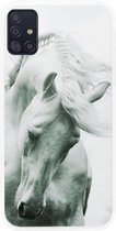 ADEL Siliconen Back Cover Softcase Hoesje Geschikt voor Samsung Galaxy A71 - Paarden Wit