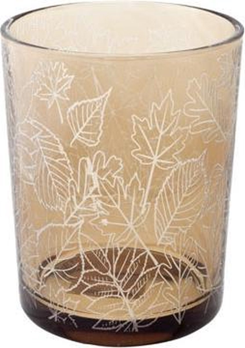 Cosy&Trendy Theelichthouder - Fume White Leaves - D10x12cm -Glas
