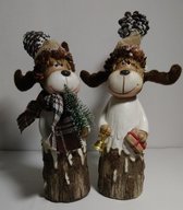 kerstfiguurtjes - Eland - per duo - ca 19 cm