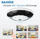 Sannce 360° Night Vision Wireless Beveiligingscamera - Fisheye Panoramic IP Camera|3 Megapixels |1080P |IP Dome| Binnen | IR Night Detection Bewakingscamera