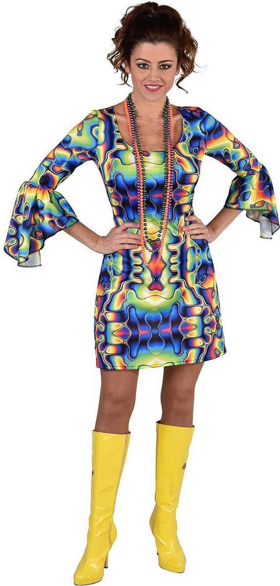 Magic Design Verkleedjurk Groovy Dames Polyester Groen Maat Xl