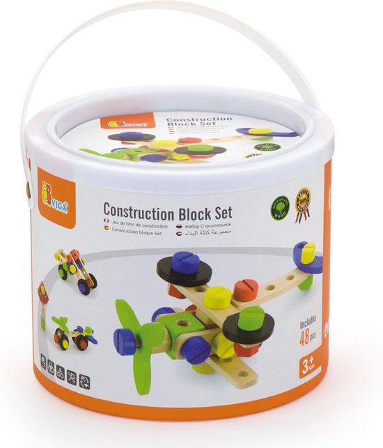 Viga Toys Constructiebouwset Hout 48-delig Multicolor
