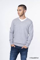 Pullover Knit V-Hals Melange Licht Grijs (ME-0200)
