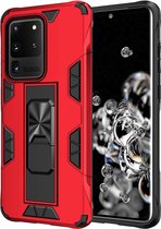 HB Hoesje Geschikt voor Samsung Galaxy S20 Ultra Rood - Magnetic Kickstand Armor Case