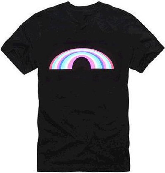 LED T-shirt Equalizer - Zwart - Regenboog - Maat L