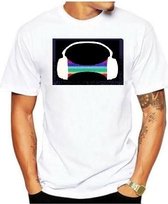 LED - T-shirt - Equalizer - Wit - Headphone - M