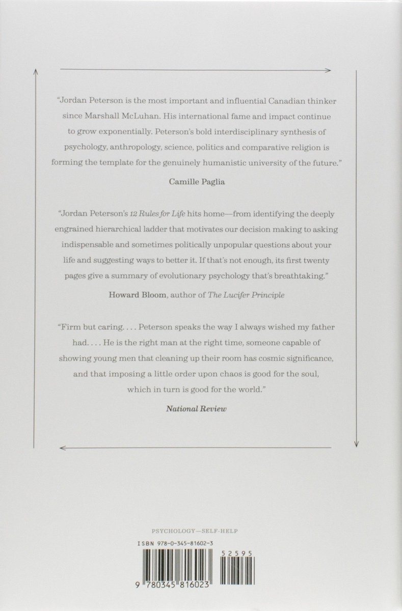 12 Rules for Life: An Antidote to Chaos - back cover