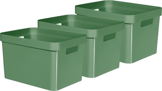 Curver Infinity Opbergbox - 17L - 3 stuks - Groen - Recycled Kunststof |  bol.com