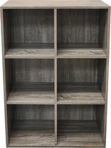 Armoire à compartiments Armoire de rangement à 6 compartiments ouverts - bibliothèque - armoire murale - brun gris