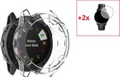 Heavy Duty 360 Graden Bescherming Set Geschikt Voor Garmin Fenix 6X (Pro Solar Sapphire) - Tempered Glass Screen Protector Met Cover Case Bumper Hoesje - Gehard Glas Display Screen