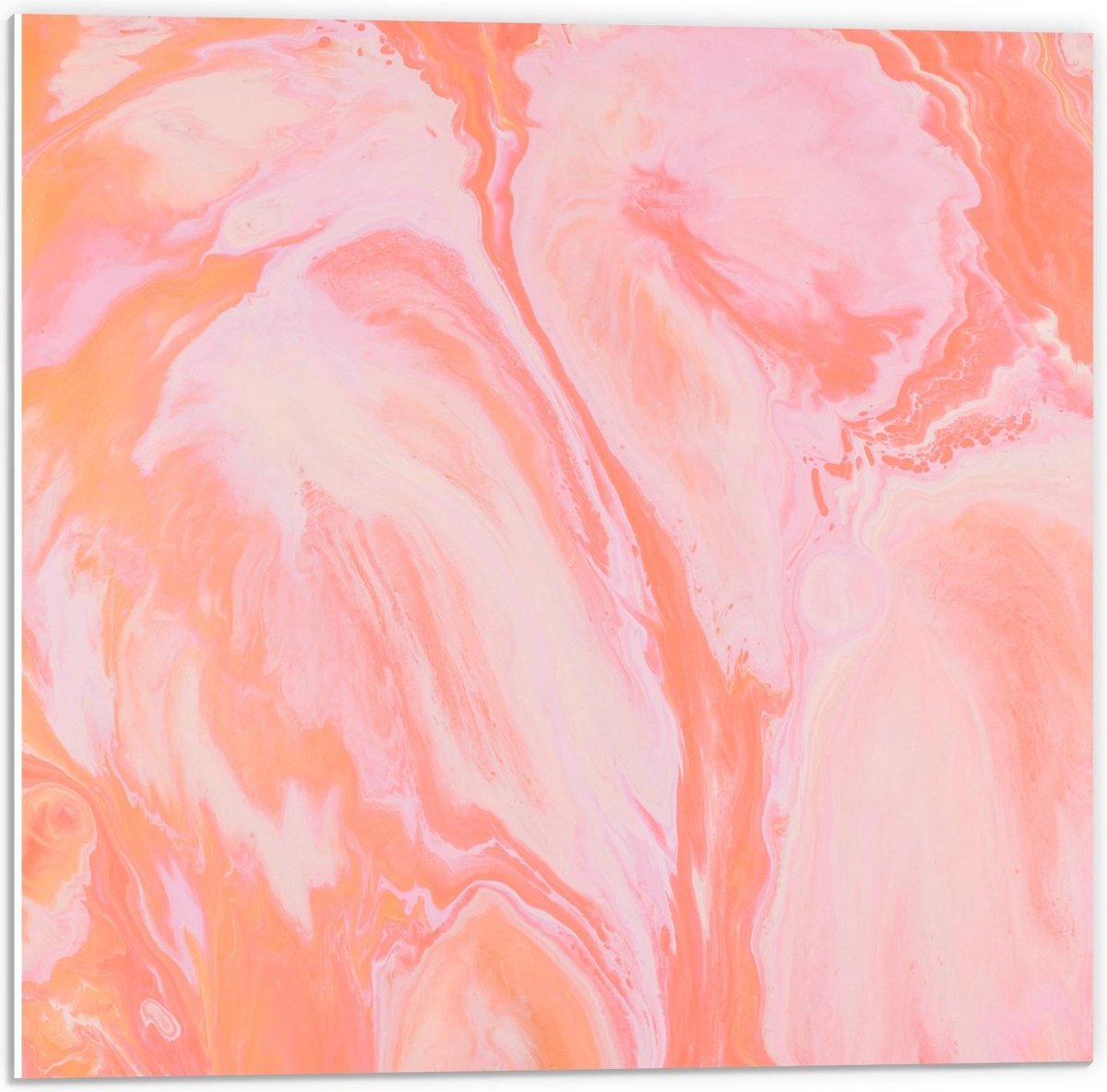 Forex - Roze/Oranje Vlekken verf - 50x50cm Foto op Forex