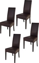 Tommychairs Luisa - Eetkamerstoelen - Set van 4 - Bruin & Moka - Kunstleer & Hout