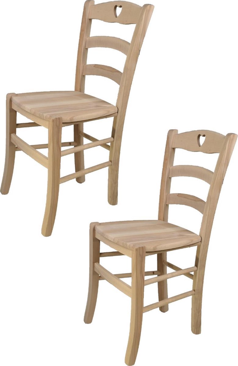 Tommychairs Cuore - Eetkamerstoelen - Set van 2 - Naturel - Hout