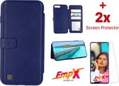 Puloka Apple iPhone 6/6s TPU/Kunstleer Blauw Flip hoesje & 2x Screenprotector