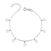 Joy|S - Zilveren ster bedel armband - 7 sterren bedels - gehodineerd