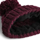 Cable knit melange beanie burgundy