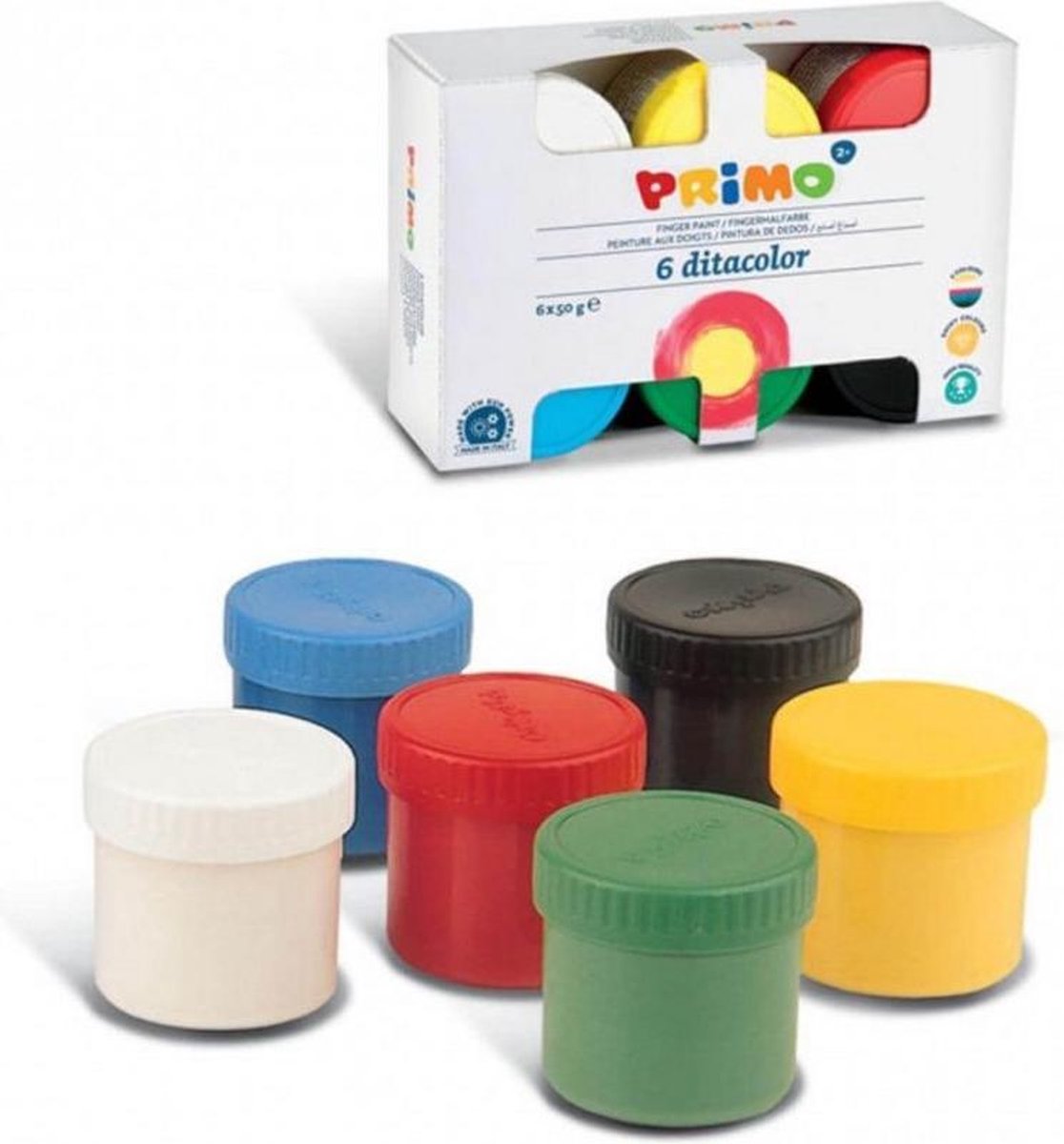 Primo 226TD50S vingerverf Zwart, Blauw, Rood, Wit, Geel