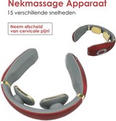 RealmPlus Nekmassage Apparaat met Zachte Siliconen Puls Pads - Simpele Bediening - Futuristisch Design - Makkelijk Opladen met USB - Infrarood Verwarming  - Massage Kussen - Massage Kussen Ne