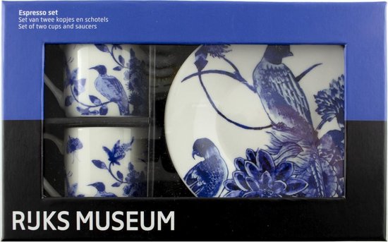 Espresso set, Delfts blauwe vogels, Rijksmuseum