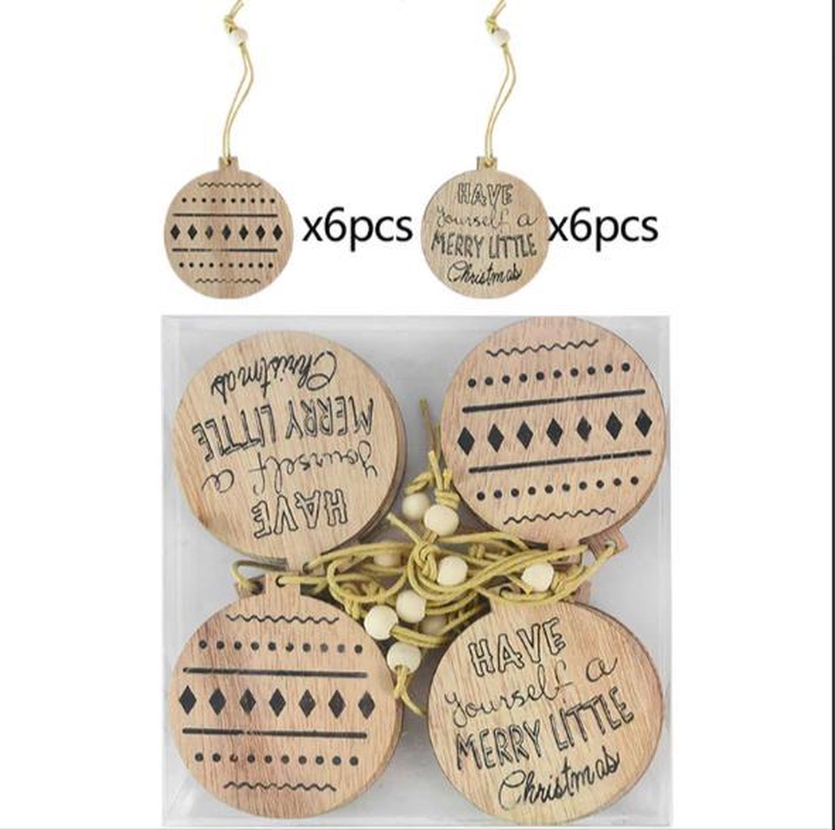 Houten kerstboom hanger | Belletje - Liefs van Cindy