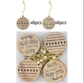 ProductGoods - Houten Kersthangers - Patronen En Tekst - Zelf in te kleuren - Set van 12 stuks - Kerst Decoratie - Kerst