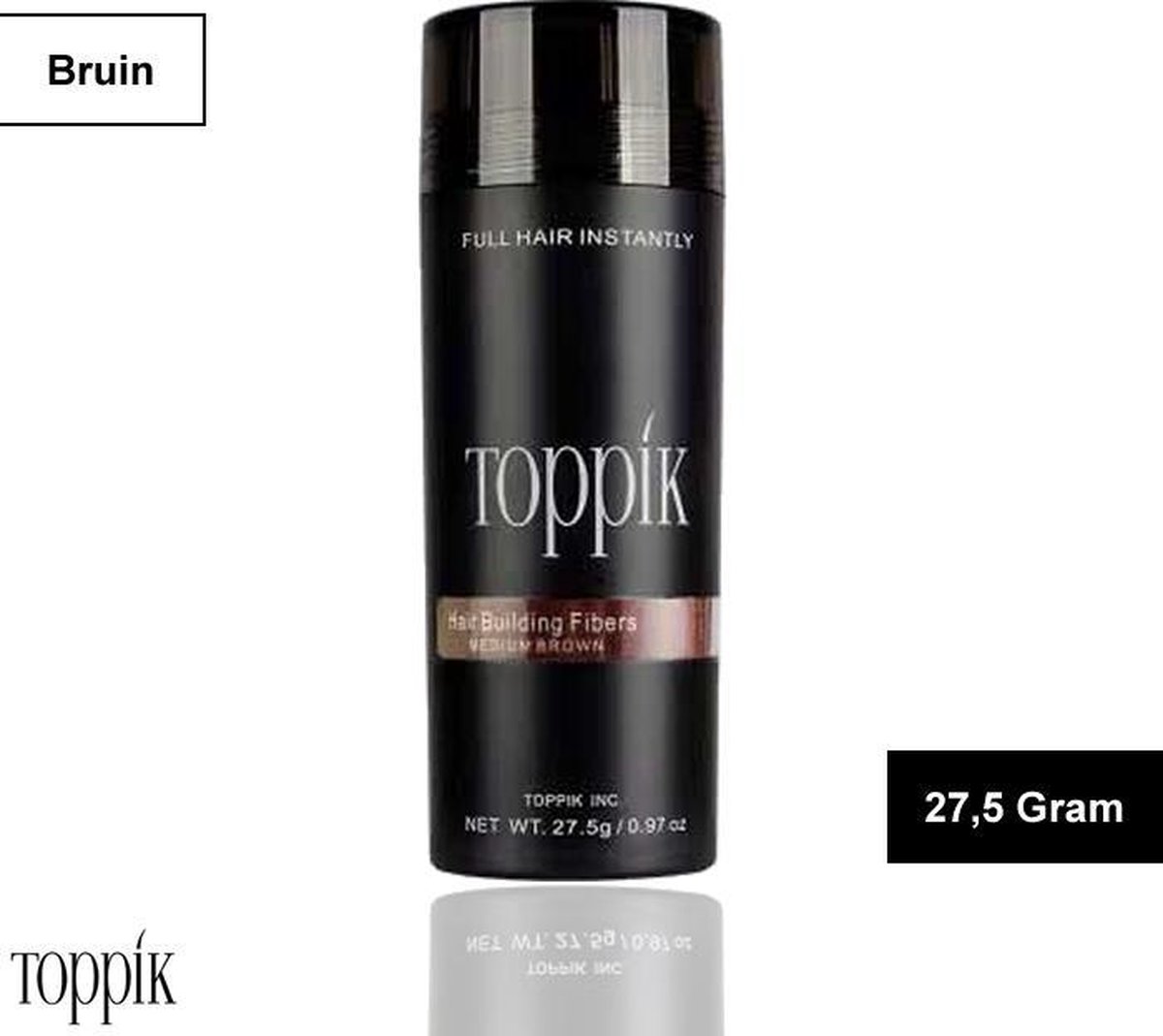 Haargroei vezels Toppik Hair Building Fibers - 27,5 gram - Bruin