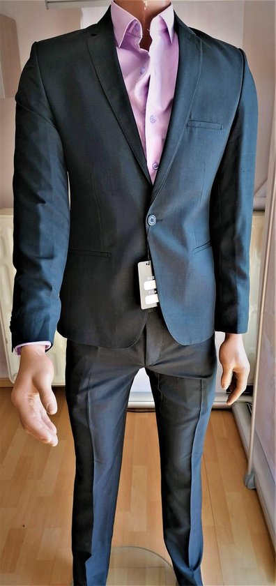 Zie beschrijving- Heren kostuum - Businessman suit | tweedelig herenpak | jas + broek | slimfit  | ZWART | maat54-56 XXXL