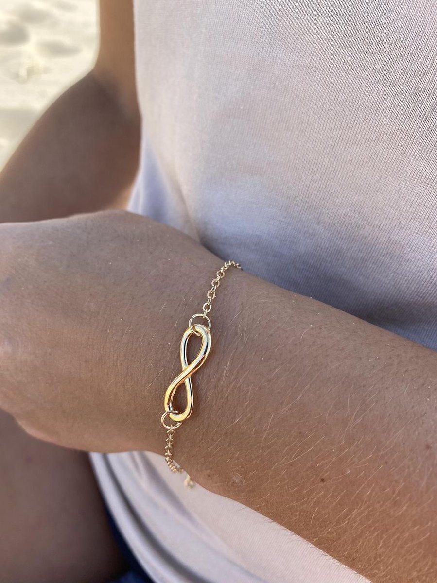 Joboly Infinity eindeloos oneindig subtiele armband - Dames - Goudkleurig - 16 cm