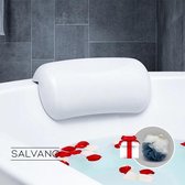 Salvano Badkussen met zuignappen - Spa kussen - Kussen voor in bad - Waterdicht - Incl. Spons - Wit