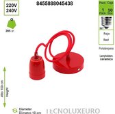 Hanglamp houder van keramiek, gekleurde hanglamp met 1 m verstelbare kabel voor E27 fitting Rood [
