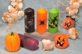 Set van 6 verschillende Halloween kaarsen in verschillende uitvoeringen (met gratis kunststof spin)