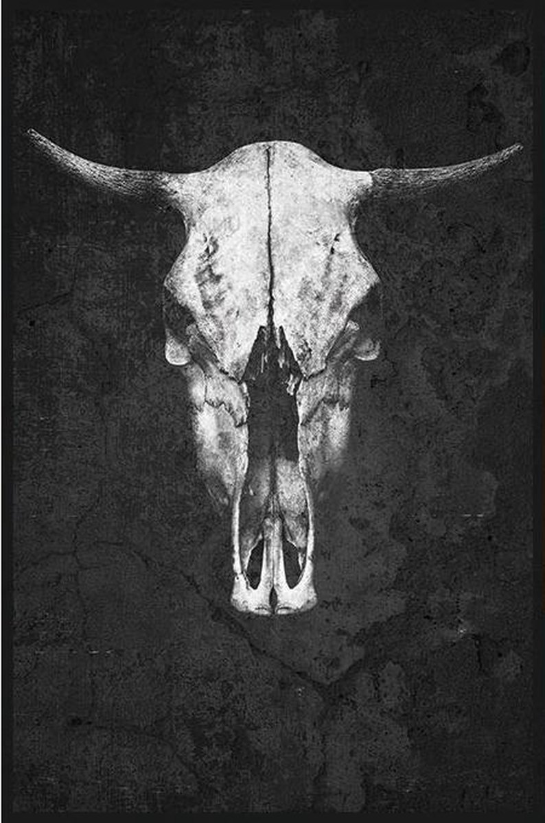 Allernieuwste Canvas Schilderij Schedel Dier - Modern Art - Poster - Reproductie - 60 x 90 cm - Zwart Wit
