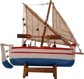 Houten Zeilboot Decoratie 20 x 20 cm Zeil Boot rood-wit-blauw | GerichteKeuze