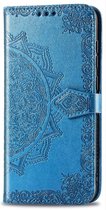 Bloem mandala blauw agenda book case hoesje Xiaomi Redmi 9C / Redmi 10A