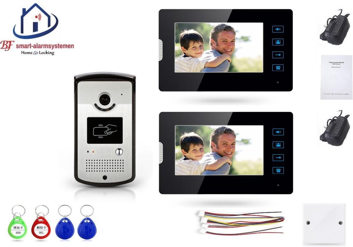 Home-Locking videofoon met 2 binnen panelen.DT-2200-1-2