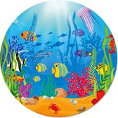 Muursticker onderwater wereld - Grote sticker cartoon dieren - kinderkamer decoratie - babykamer muurdecoratie - 120 cm rond