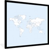 Carte du monde minimaliste sur cadre photo fond damier bleu noir sans support