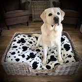 Mijn Bikkel The Home Collection – The Original – Honden hoeslaken – ‘KOEIENBONT’ IMITATIE ZWART/WIT voor hondenkussen – Medium – 70 x 100 cm