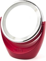 MARTA MT-2647 - Make-up spiegel met LED Verlichting - 10x Vergroting - Ø14CM - Tweezijdig - Rood