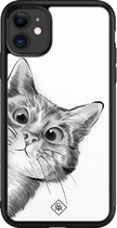 iPhone 11 hoesje glass - Peekaboo | Apple iPhone 11  case | Hardcase backcover zwart