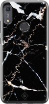 Huawei Y6 (2019) hoesje siliconen - Marmer zwart | Huawei Y6 (2019) case | zwart | TPU backcover transparant