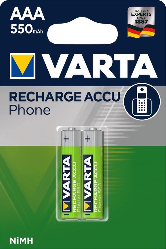 Sleutel calcium Ministerie Varta Recharge Accu Phone AAA 550mAh - 10x 2 (20stuks) | bol.com