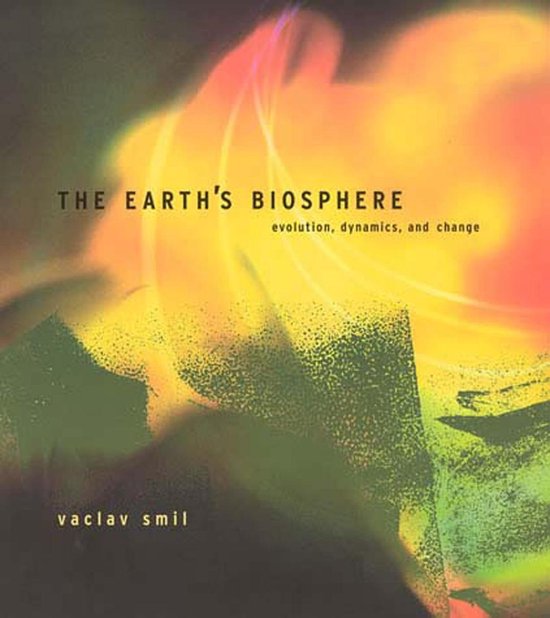 Boek kaft van 'THE EARTH'S BIOSPHERE', met de ondertitel 'evolution, dynamics, and change'. Geschreven door vaclav smil.