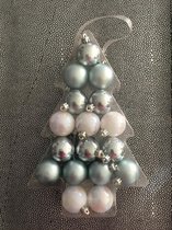 17 stuks Kerstballen Wit/zilver/blauw 4cm onbreekbaar