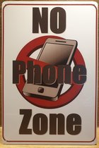 No Phone Geen smartphone zone Reclamebord van metaal METALEN-WANDBORD - MUURPLAAT - VINTAGE - RETRO - HORECA- BORD-WANDDECORATIE -TEKSTBORD - DECORATIEBORD - RECLAMEPLAAT - WANDPLA